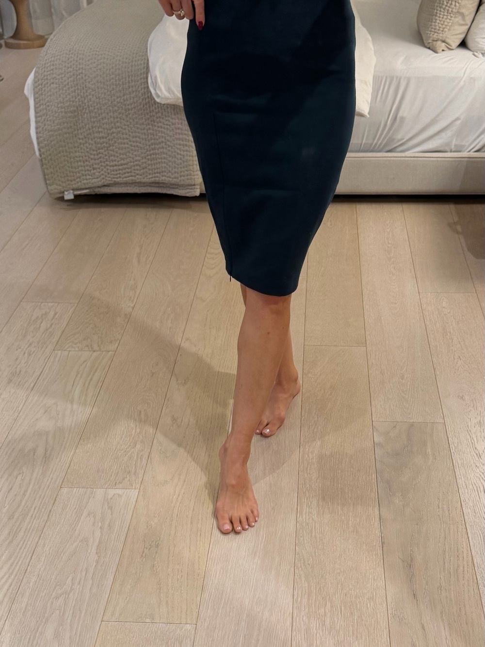 Zara forest green and black pencil skirt with adjustable slit sz xs